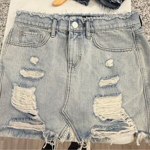 Distressed Denim Skirt